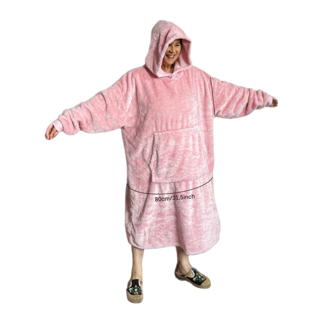 Amazon 360Gsm Thick Plush Sleepwear Hooded Lazy Blanket Cross-Border Thick Wearable Blanket