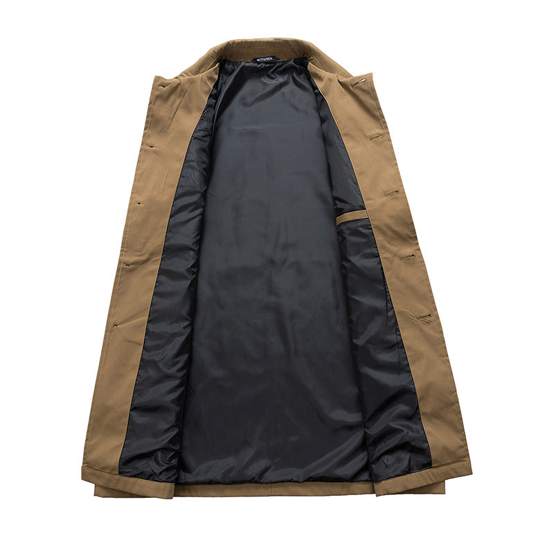 Men's Mid-length Balkan Lapel Coat Rivet Decorative Fashionable Coat Coat Everyday All-match British Style
