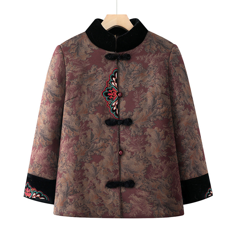 Grandma winter coat women's middle-aged and elderly cotton-padded jacket mother cotton-padded jacket fleece-lined thickened old lady autumn and winter clothes