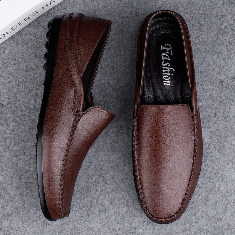 2026 Spring Men's Loafers Genuine Leather Men's Casual Shoes Large Size Breathable Shoes for Men