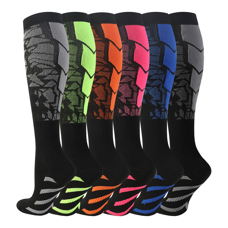 Cross-Border Amazon Fitness Compression Socks Breathable Sweat-Absorbent Mid-Calf Sports Cycling Elastic Non-Slip Sports Socks Special Socks