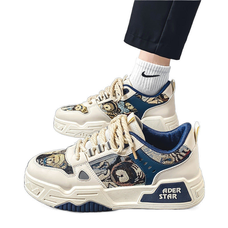 Men's Shoes Autumn Casual Design Niche Sneakers Youth Sports Thick-Soled Heightening Canvas Trendy Shoes