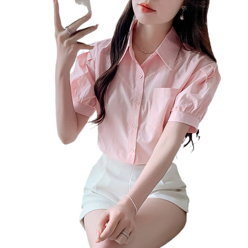 Summer 2026 New White Women's Shirt, Fashionable Pure Cotton Shirt, Stylish All-Cotton Short-Sleeve Professional Top for Women