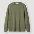 3-in-1 Blended Heavyweight Double-Sided Waffle Men's Sweatshirt 2025 Spring Round Neck T-Shirt Pure Color Pullover Top