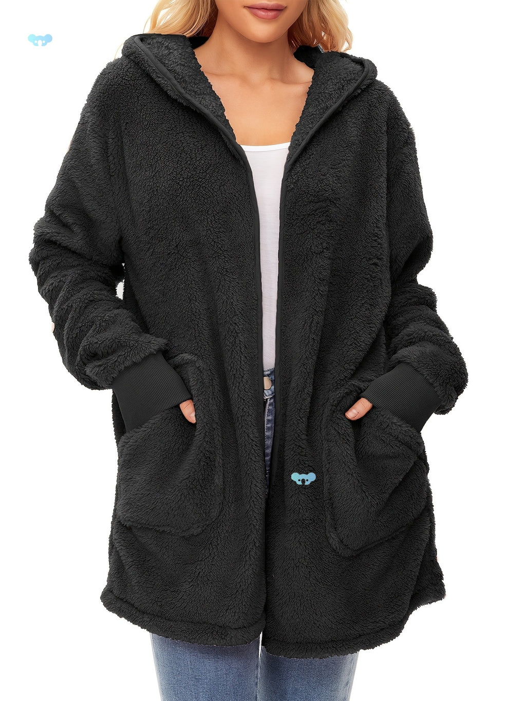Cozy & Warm Women's Fleece Hoodie - Oversized, Windproof