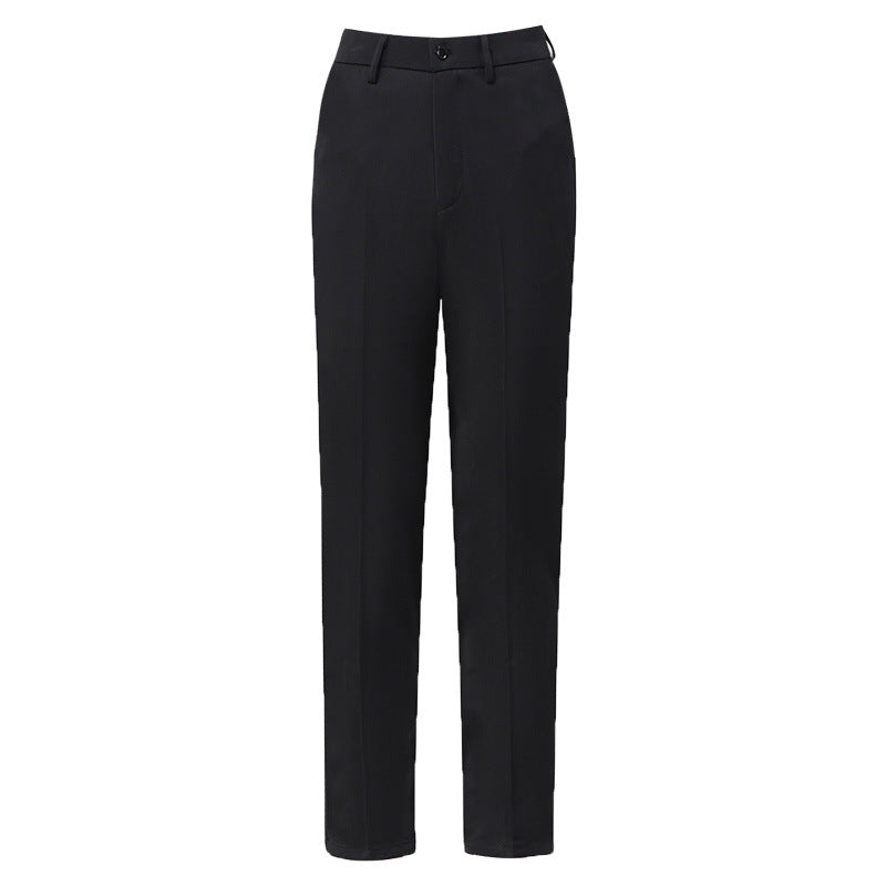 Women's Trousers for Spring and Summer Thin Professional High Waist Straight Tube Dummy Cropped Black Trousers for Work Dress Pants for Women