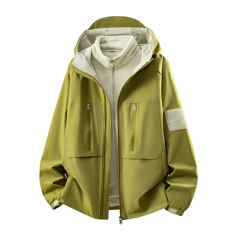 Outdoor Jackets for Men and Women, Three-In-One Jackets, Autumn and Winter Windproof and Waterproof Couple Jackets, Velvet Thickeneded Jackets, Two-Piece Set