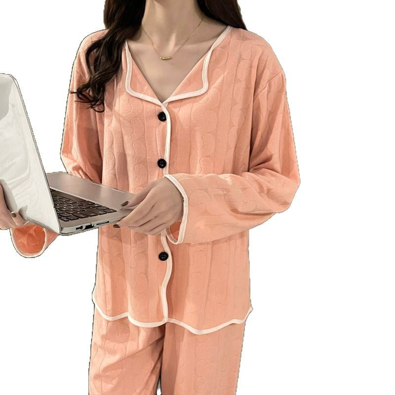 2025 New Long Sleeve Pajamas Women's Spring and Autumn Knitted Cotton High-end Pajamas Women's Sweet Princess Style Home Clothes