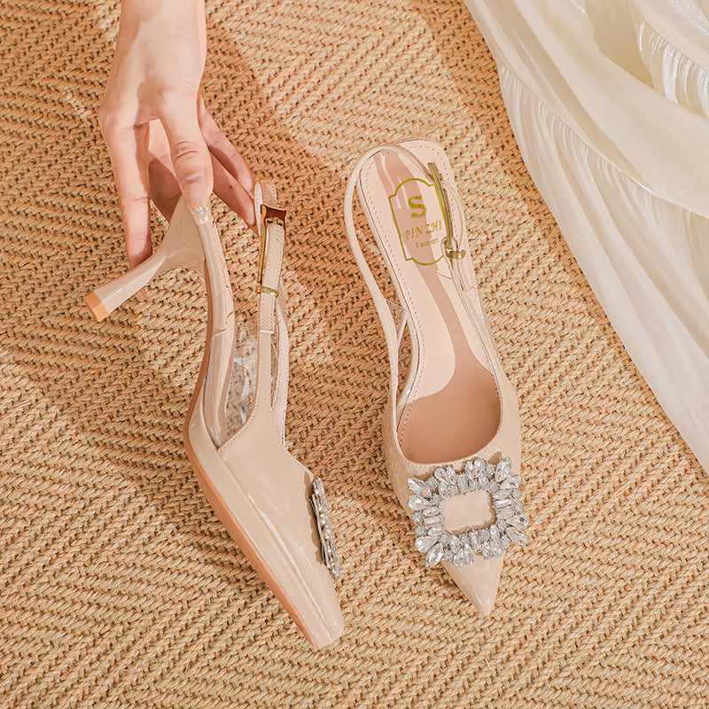 1088 c4-girls French word with not tired feet back empty sandals summer new pointed stiletto heel high heels women