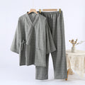 Japanese Style Wuyin Couples Kimono Pajamas Cotton Yarn Cropped Sleeve Pants Home Clothes suit Thin Loose Sweatshirt
