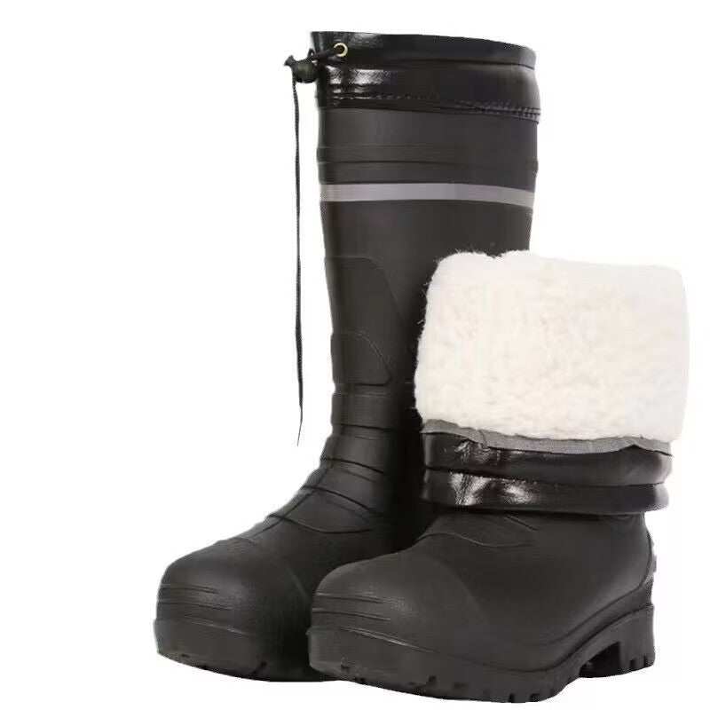 Winter New EVA Warm fleece-lined Thickened Rain Boots Men's High Tube Cotton Non-slip Rain Boots Fishing Car Wash Boots
