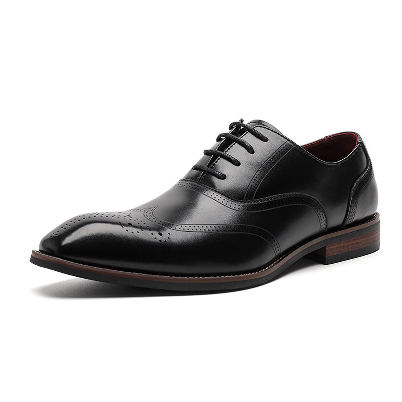 Men's Business Leather Shoes Men's Wholesale Genuine Leather Formal Casual Men's Shoes Brogue Cowhide Shoes Carved Wedding Groom