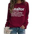 Realtor printed round neck women's top sweater autumn and winter European size plus size loose casual Amazon cross-border