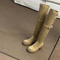 Foldable Over-The-Knee Stretch Boots for Women, New Korean Style Suede Fashionable Elegant Riding Boots with Thick Heels, Fashion Boots Wholesale