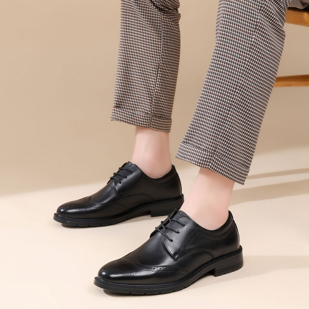 Leather Shoes for Men, Genuine Leather, High-End, Soft, Spring Season, Men's Business Formal Wear, Suit Leather Shoes, British Style, Wedding Shoes, Brogue Shoes