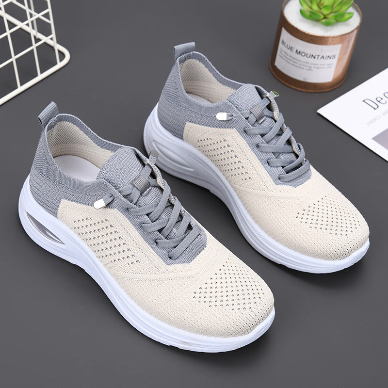 Shoes for Women 2025 New Foreign Trade Women's Shoes Casual Lace-Up Sock Mesh Shoes Soft-Soled Sports Shoes for Women