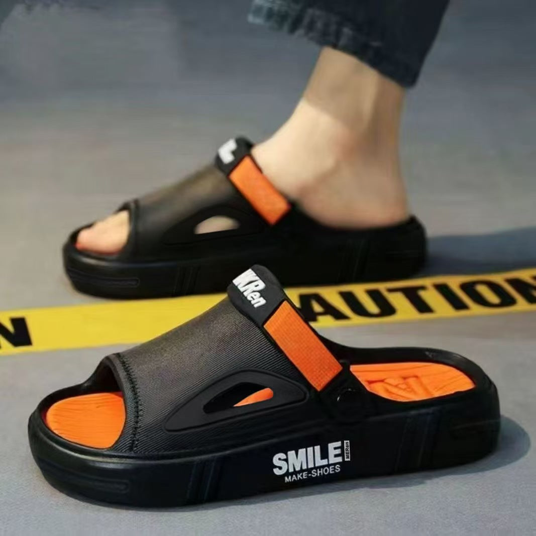 Summer Slippers Men's Non-Slip Wear-Resistant Shit Driving Sandals Outdoor Sports Fashionable Thick-Sole Beach Sandals