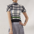 Miyake Half Turtleneck Half-Sleeved T-Shirt for Women Summer New Stereo Design Pleated Printed Short-Sleeved Top