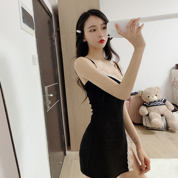 Pajamas Women's Skirt Summer New Sexy Cute Slim-fit Pure Desire Style Lace Nightgown Cyber Celebrant Slip Skirt Thin Home Clothes
