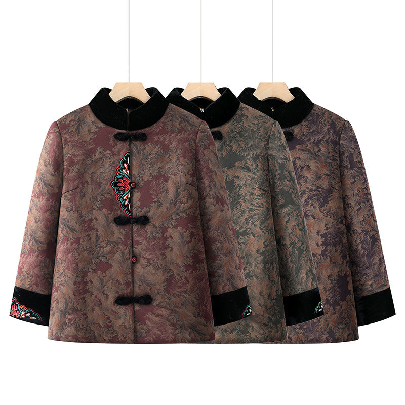 Grandma winter coat women's middle-aged and elderly cotton-padded jacket mother cotton-padded jacket fleece-lined thickened old lady autumn and winter clothes