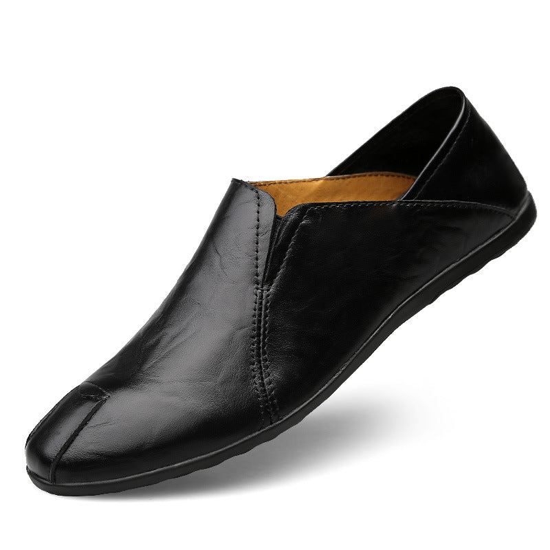Men's Shoes Autumn and Winter Casual Leather Shoes Warm Shoes Men's British Slip-on Shoes Cotton Driving Lazy Loafers