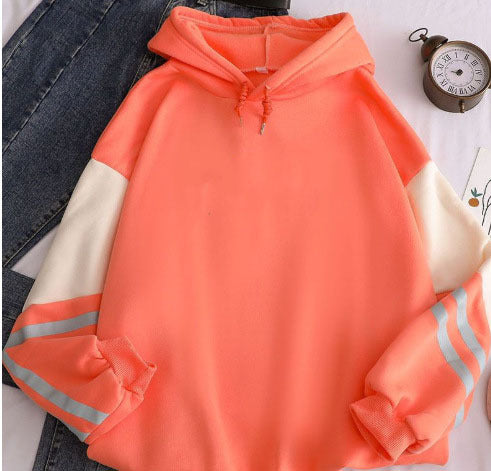 Pure Color white stitching loose casual fashion men and women fleece-lined cross-border hoodie factory direct in stock wholesale