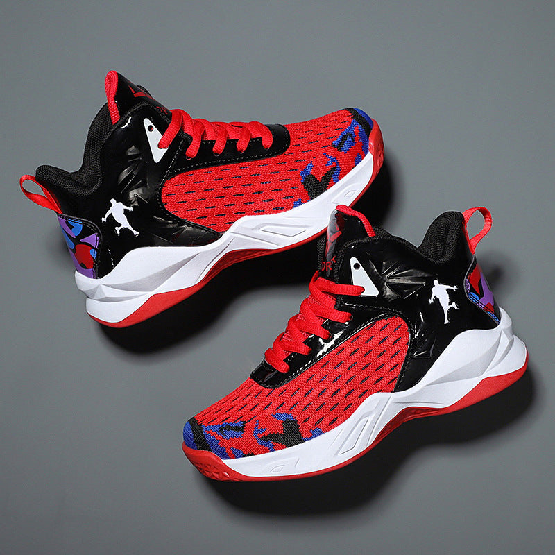 Boys' Shoes 2026 Spring New Model Kidsren's Non-Slip Wear-Resistant Basketball Shoes Mesh Breathable Boys' Sports Training Shoes