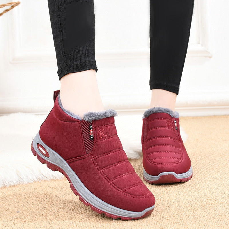 Couple's New Style Cotton Boots TEMU Foreign Trade Men's and Women's Boots Middle-aged and Old People's Cotton Shoes Snow Boots fleece-lined Thickened Warm Shoes