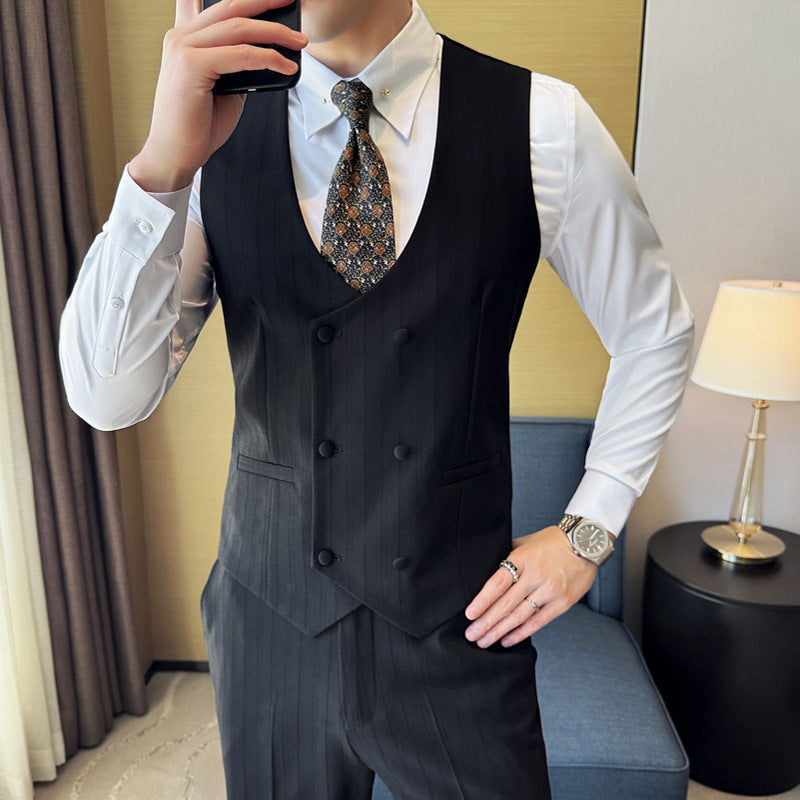 New Spring and Summer High-end Slim-fit Vest Pants suit Men Business Casual Vest Set Best Man Group Dress Suit Men