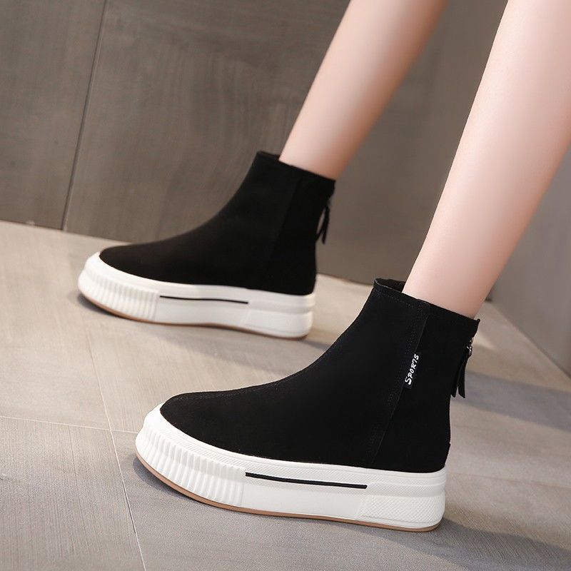 Short Boots for Women, Autumn and Winter Single Boots, 2025 New Thick-Soled Women's Shoes, New Versatile Casual Zipper Slip-On Boots