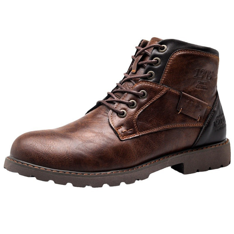Ami Khaji Martin Boots American Style Retro plus size Workwear Boots Men's Fashionable High-top Motorcyclist Shoes Ankle Boots Paratrooper Boots
