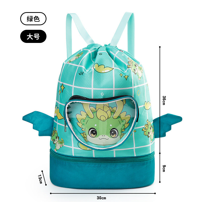 Children's Swimming Bag, Wet and Dry Separation Waterproof Storage Bag, Portable Backpack for Boys and Girls, Cute Cartoon Beach Backpack