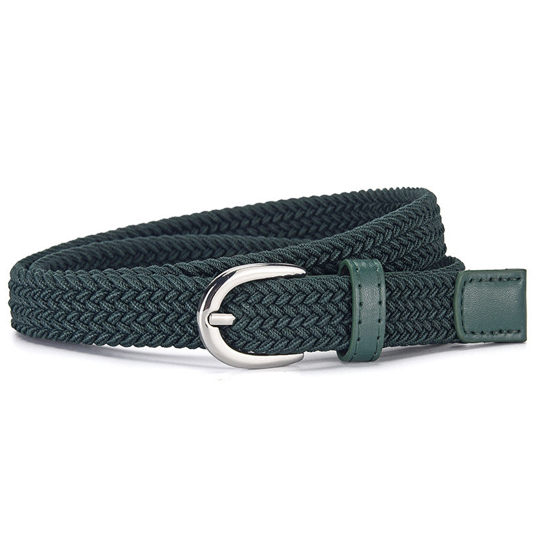 Children's Canvas Belt Unisex Military Training Pants Belt Women's Fashion Elastic Elastic Woven Lazy Belt