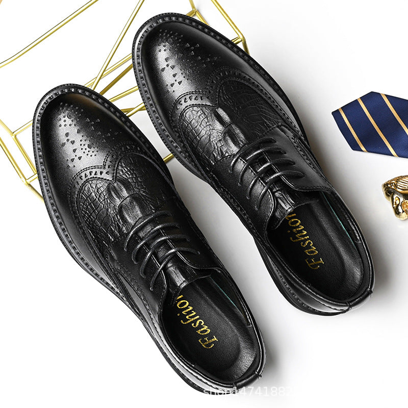Men's Shoes New Style Business Formal Leather Shoes Men's Brogue Wedding Shoes Men