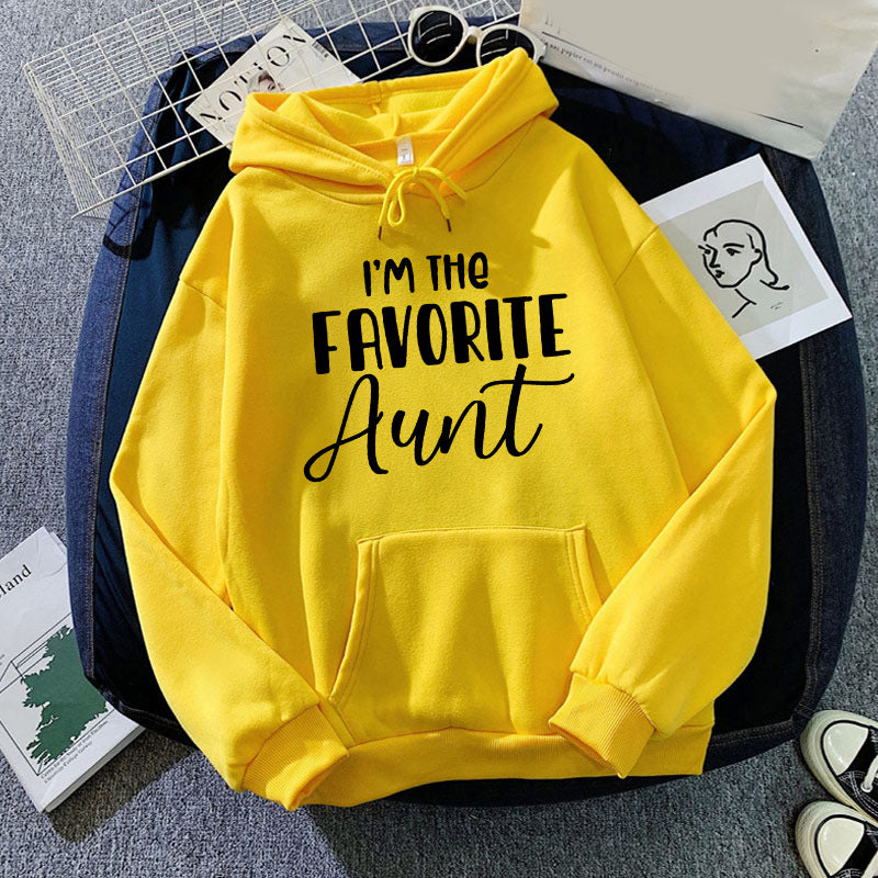 I Am The Favorite Aunt likes aunt printed hooded hooded vests autumn and winter European and American men and women