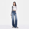 High-Waisted Wide-Leg Jeans for Women, Spring 2026 New Style, Rhinestone Embellished, Unique Design, Drapey High-Waisted Loose Straight-Leg Pants