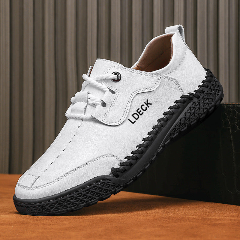 Cross-Border Independent Station Large Size Thick-Soled Outdoor Casual Leather Shoes for Men Amazon's Popular Men's Loafers Casual Men's Shoes