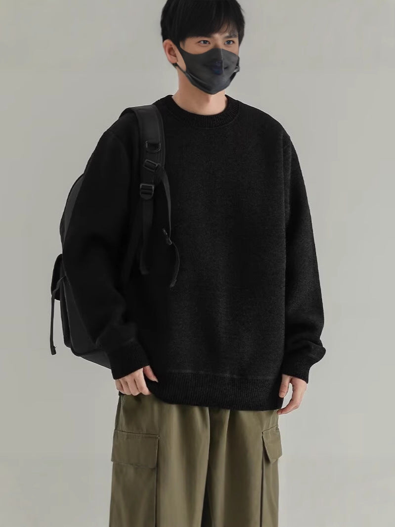 Sweater Men's Autumn and Winter Loose Lazy Style High-end Japanese Style Vintage Thickened Inner Base Trendy Brand Sweater for Men