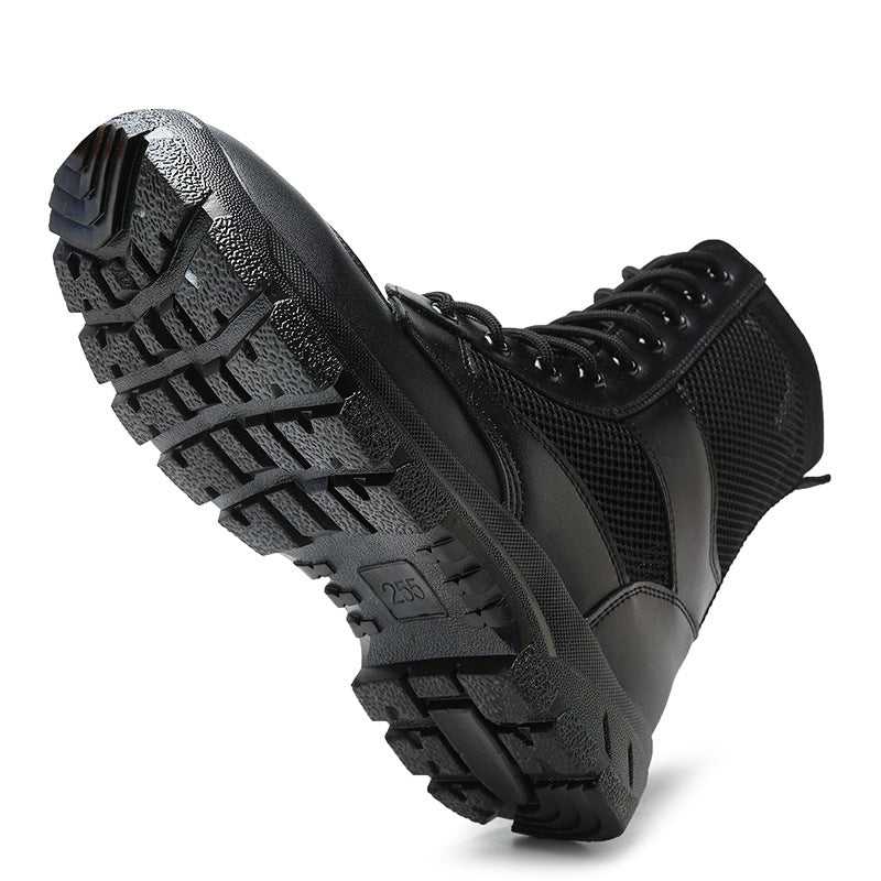 Summer Men's and Women's Zipper Combat Boots Workwear Boots Outdoor Security Breathable Mountaineering Security Shoes High-top Ultra-light Training Boots