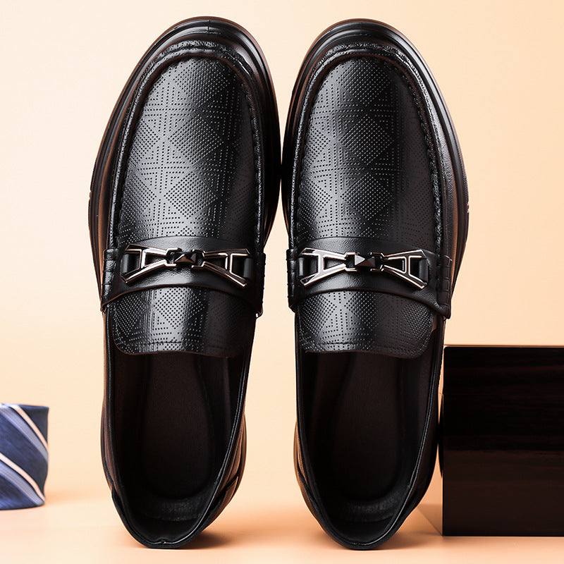 Loafers Men's Autumn Slip-on Lazy Casual Leather Shoes 2023 New Men's Cowhide Driving Peas Shoes Trendy
