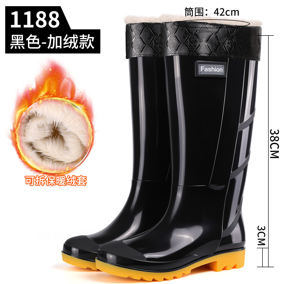 Men's Gray Plain Rain Boots, Labor Protection Boots, High Rain Boots, Protective Long-Tube Men's Water Shoes, Outdoor Camouflage Water Boots, Rubber Boots