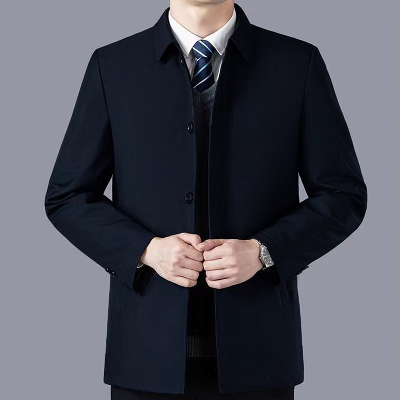 Manufacturer Wholesale Middle-Aged and Elderly Dad Jackets Men's Spring and Autumn Middle-Aged High-End Executive Jackets Button Casual Tops