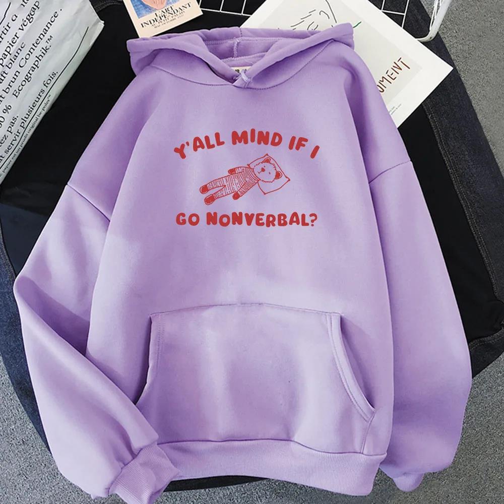 Yall Mind Kawaii Cartoon Graphic Print Hoodies Long Sleeve