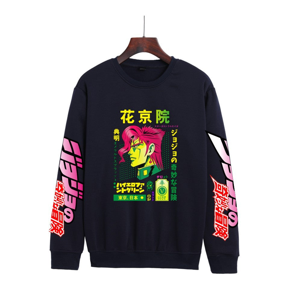 Cross-border Hot Hoodie JOJO's Wonderful Adventure Popular Printing Casual Men's and Women's Round Neck Sweater Autumn and Winter Fashion Spot