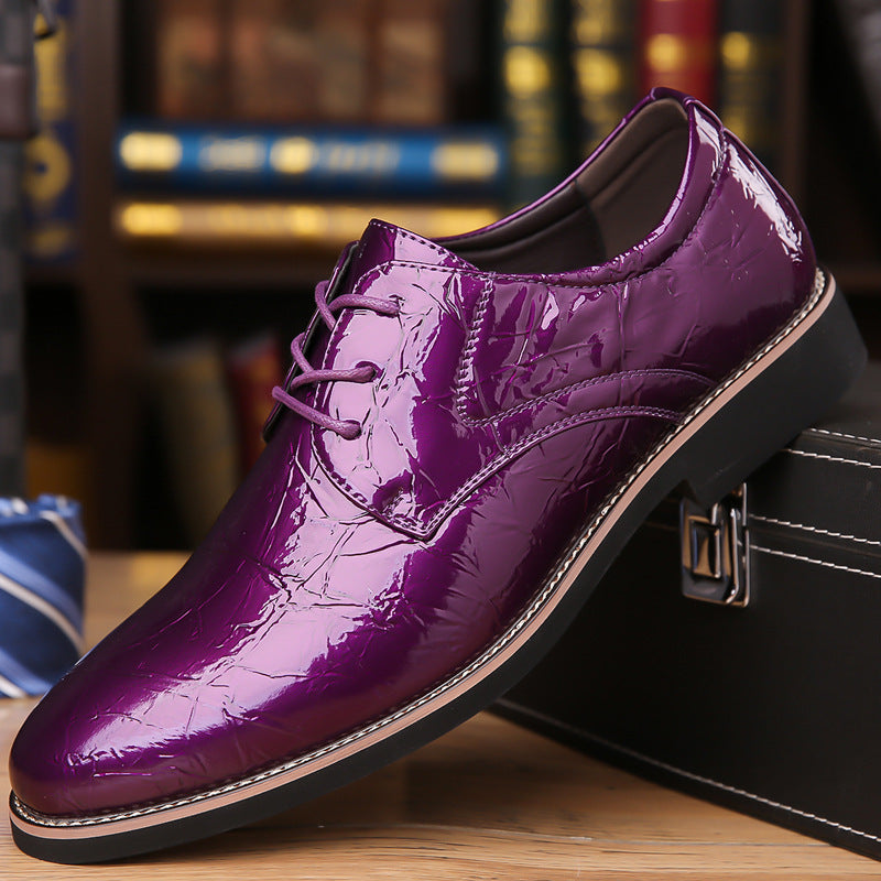 Cross-Border Men's Shoes Pointed Toe Lace-Up Multi-Color Wedding Business Party Banquet Office Formal Shoes Extra Large Size Leather Shoes