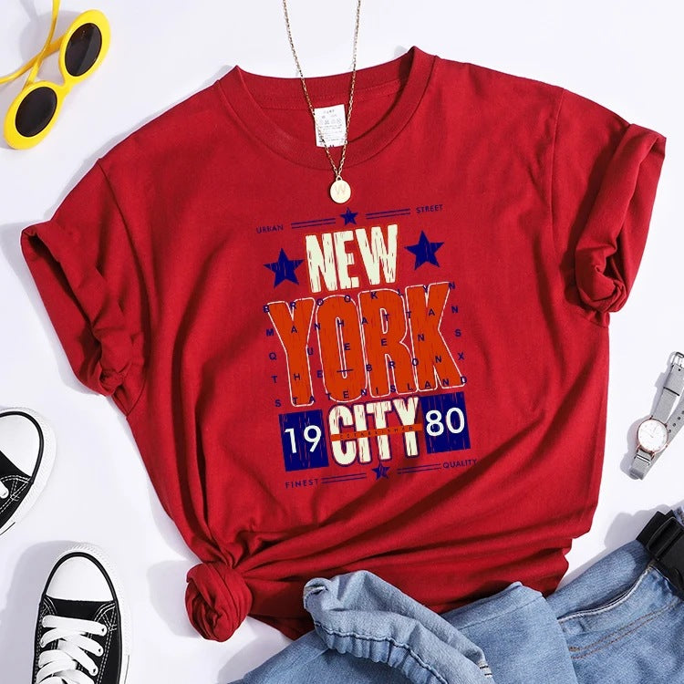 Ladies T Shirt Trend Fashion Casual Summer Loose Top All-match Women T-shirt