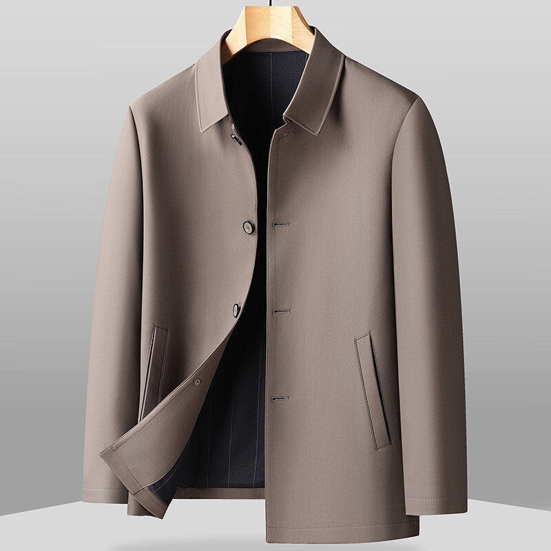 Men's Mid-length Coat Middle-aged Business Casual Lapel Solid Color Executive Jacket Coat Men's 2025 Spring New
