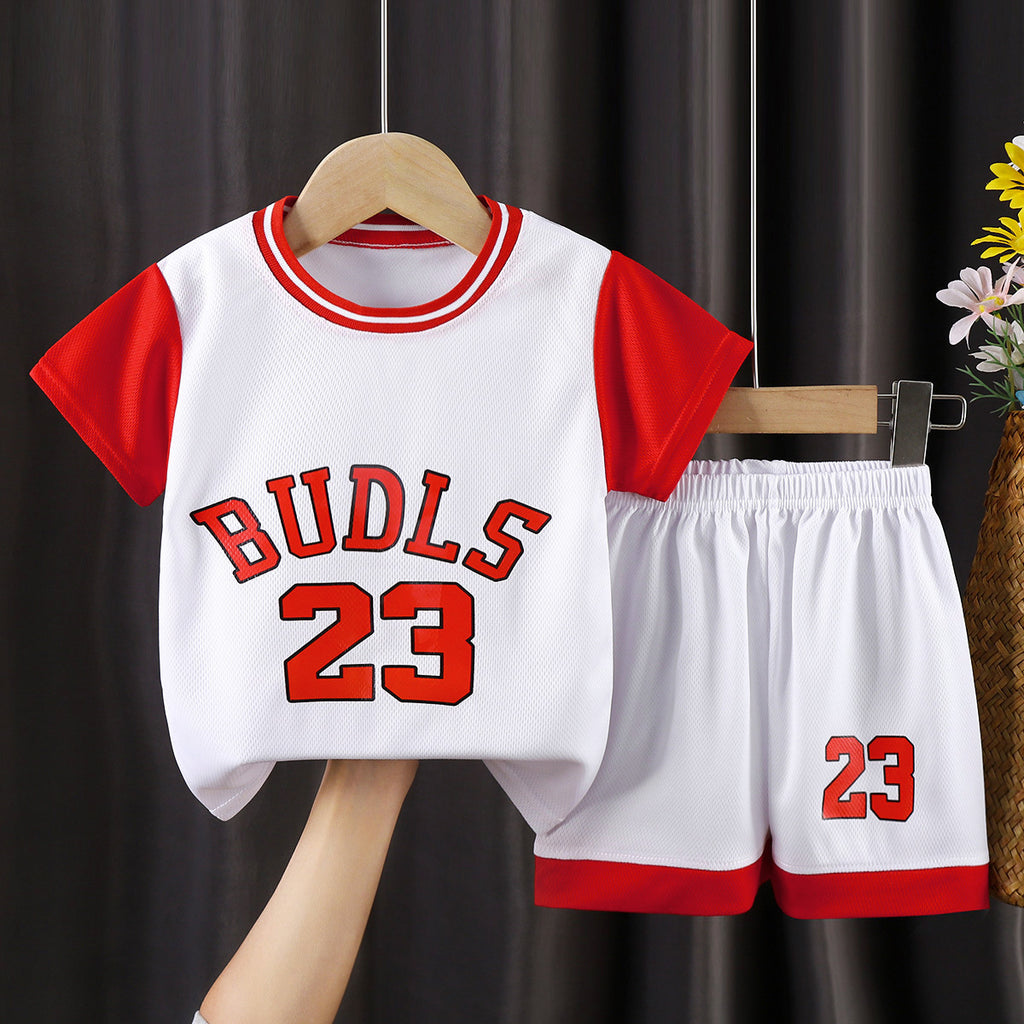 Children's short-sleeved ball suit boys sportswear girls quick-drying breathable shorts big children's children's clothing wholesale
