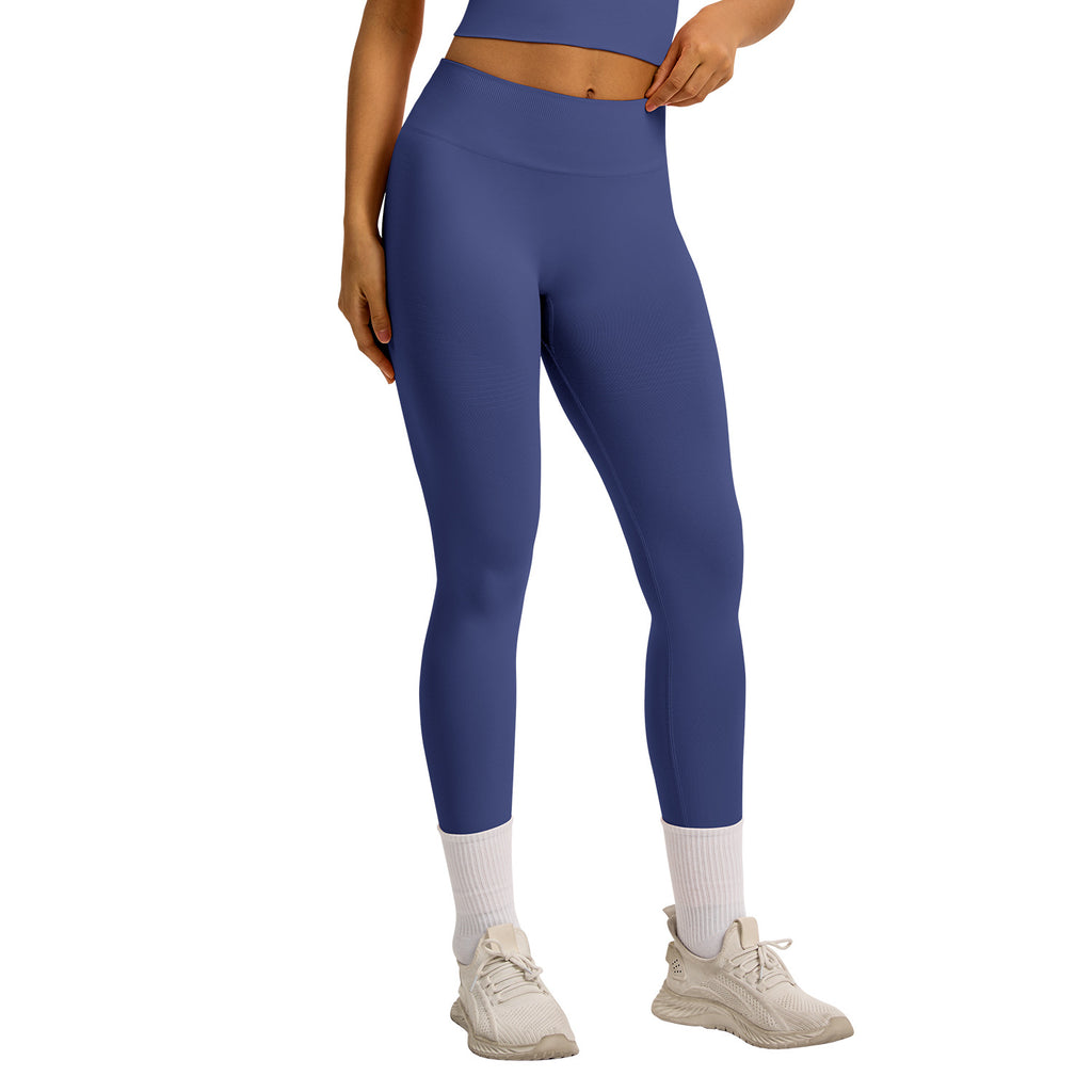 Cross-border Tight High Waist Hip Lifting Yoga Pants Women's Threaded Waist Tight Abdominal Fitness Pants High Elastic Outer Wear Running Pants