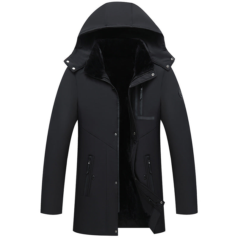 Middle-Aged and Elderly Men's down Jackets, Dad's Thickeneded Warm Cotton Jackets 2025 New Winter Mid-Length Cotton Jackets for Men
